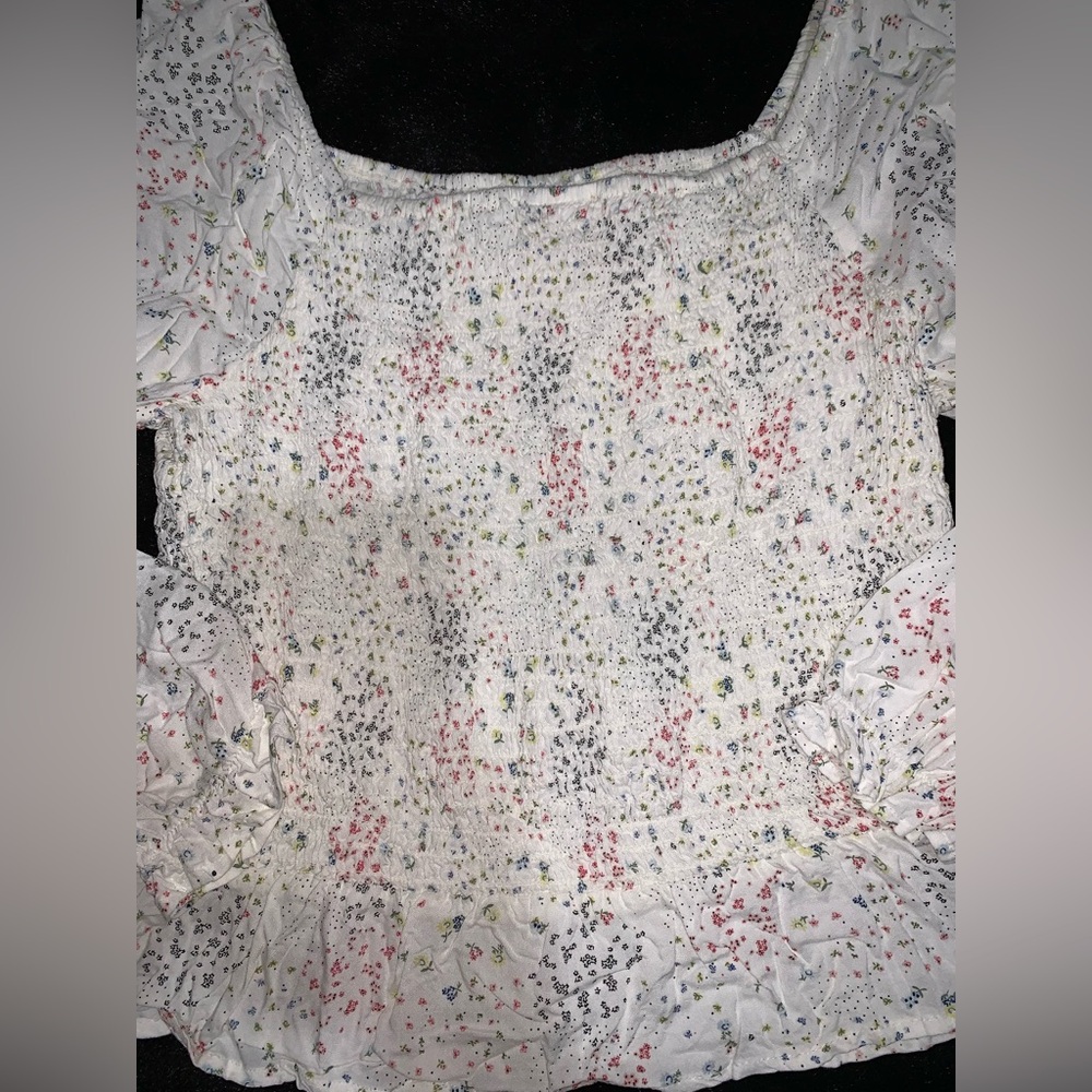 Elegant Floral Print 2XL Blouse Smocked - Picture 8 of 8